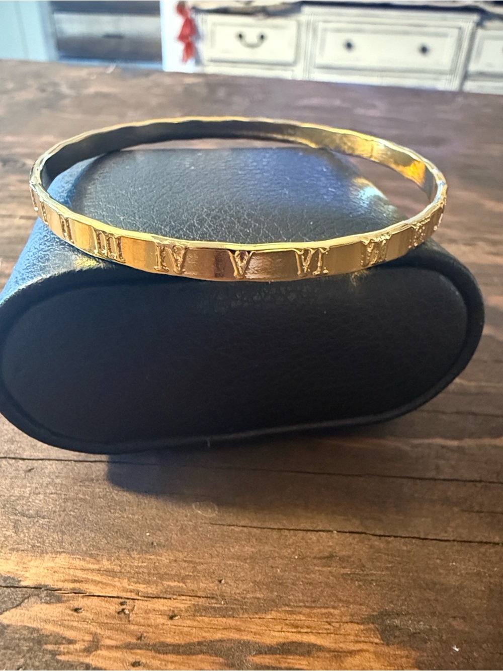 Gold Plated  Roman Numeral Bangle Bracelet